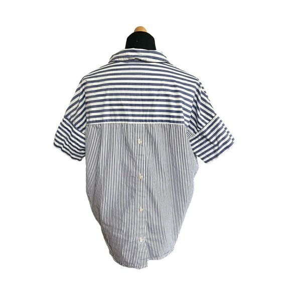 MADEWELL Courier Button-Back Shirt in Stripe Mix XS - Picture 9 of 11
